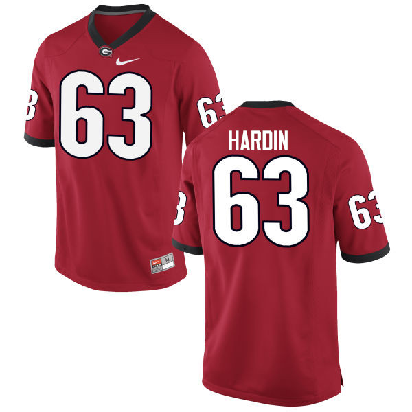 Men Georgia Bulldogs #63 Sage Hardin College Football Jerseys-Red - Click Image to Close